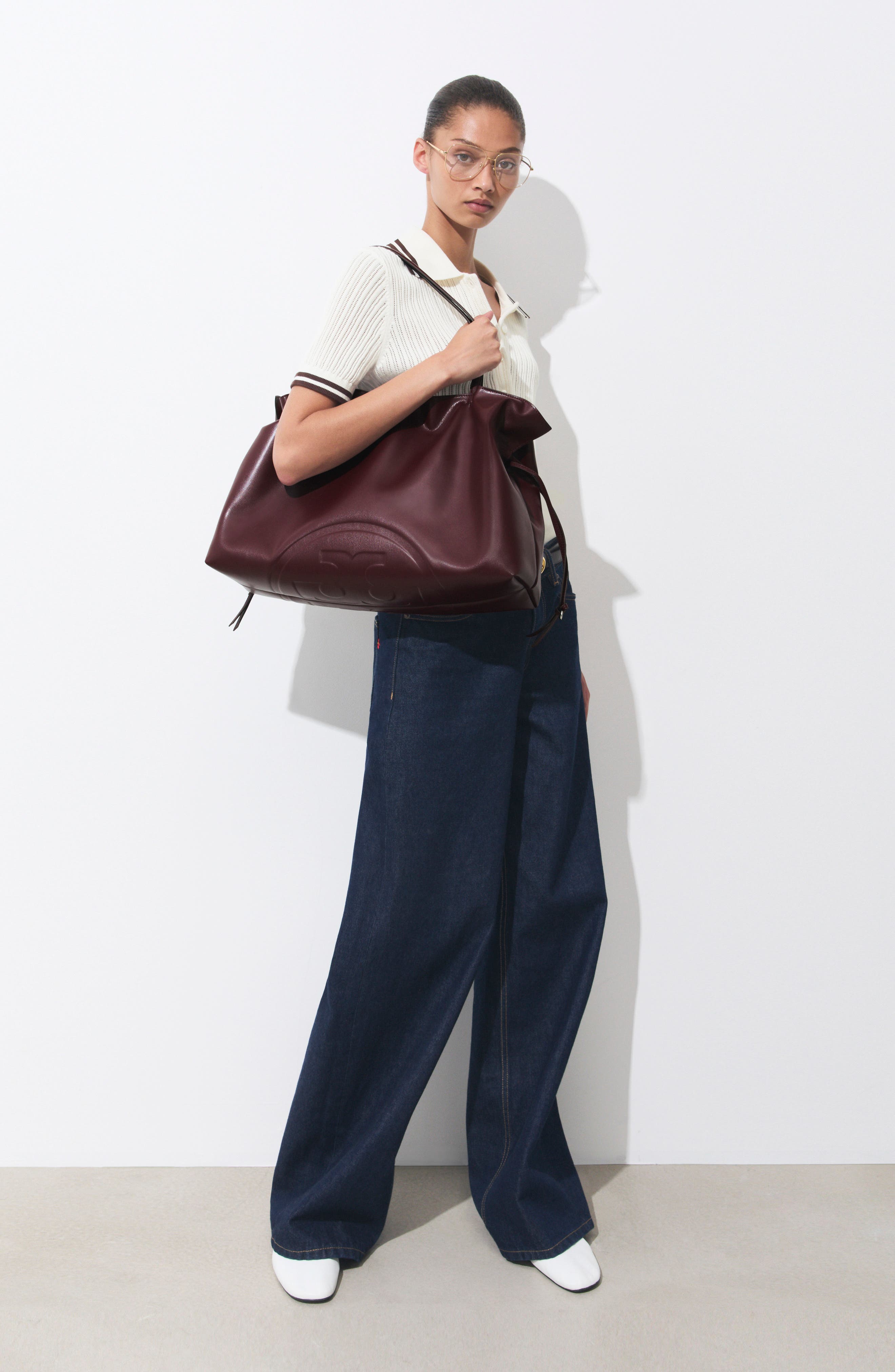 Ella Nylon Drawstring Tote, Alternate, color, DARK CARMINE