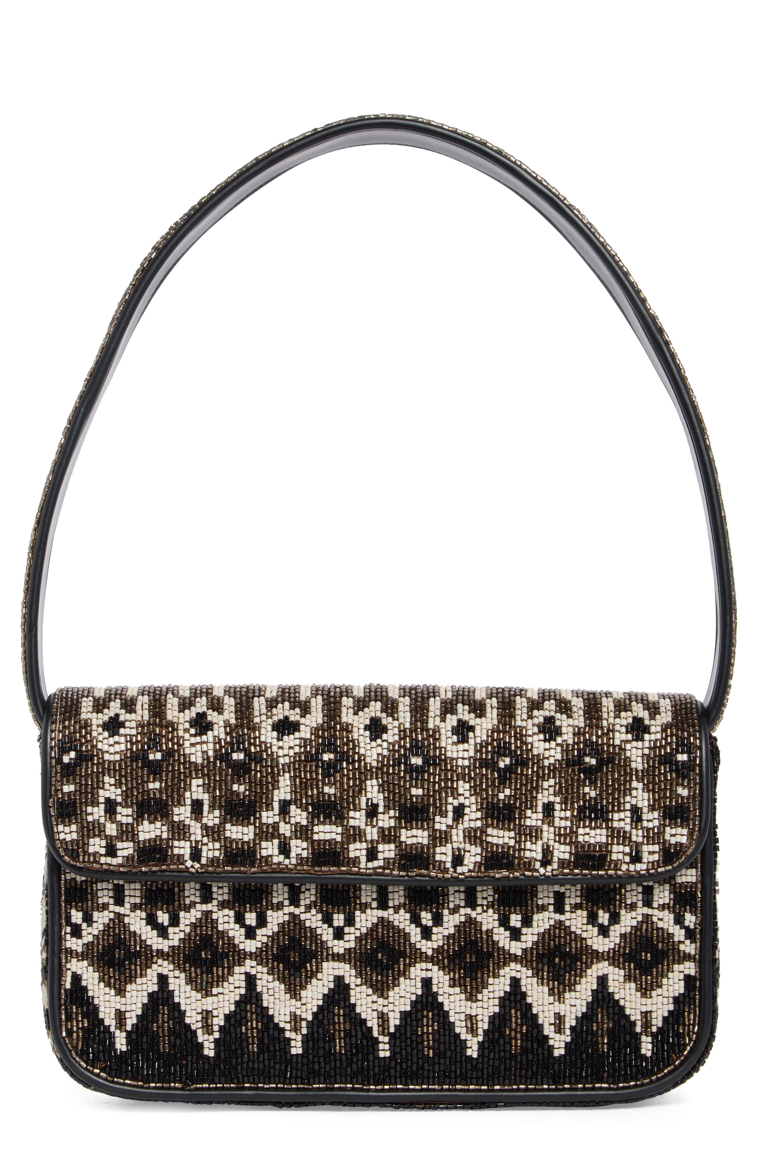 Staud Tommy Beaded Shoulder Bag In Brown