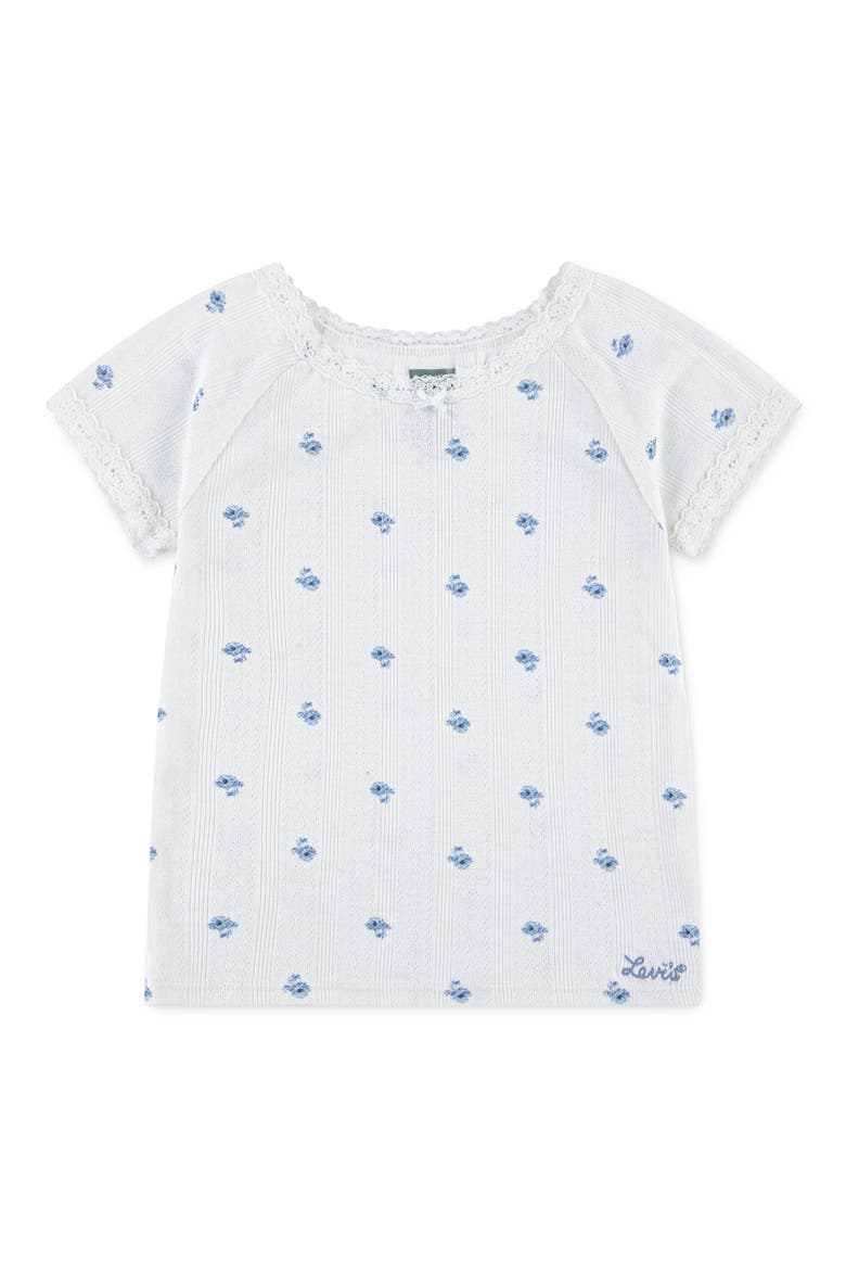 Kids' Ditsy Print Knit Top, Main, color, BRIGHT WHITE
