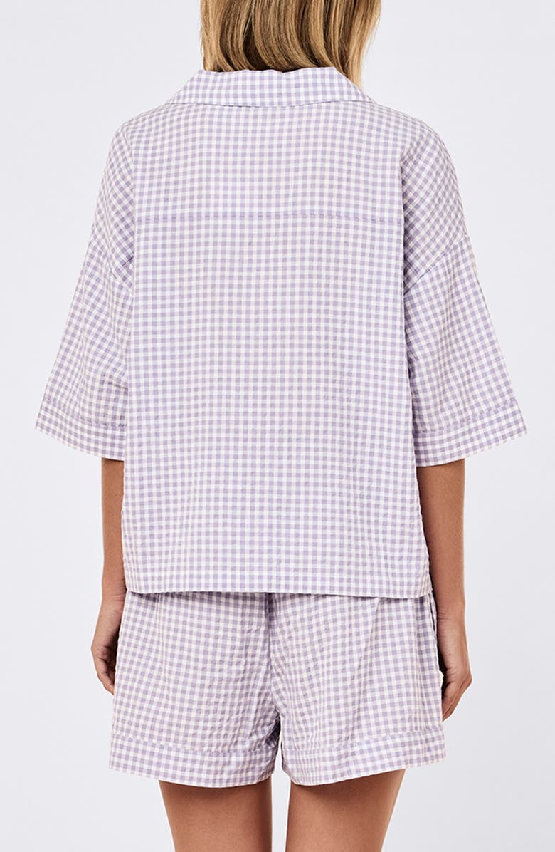 Papinelle Seersucker Gingham Boxer Pajamas, Alternate, color, Soft Lavender