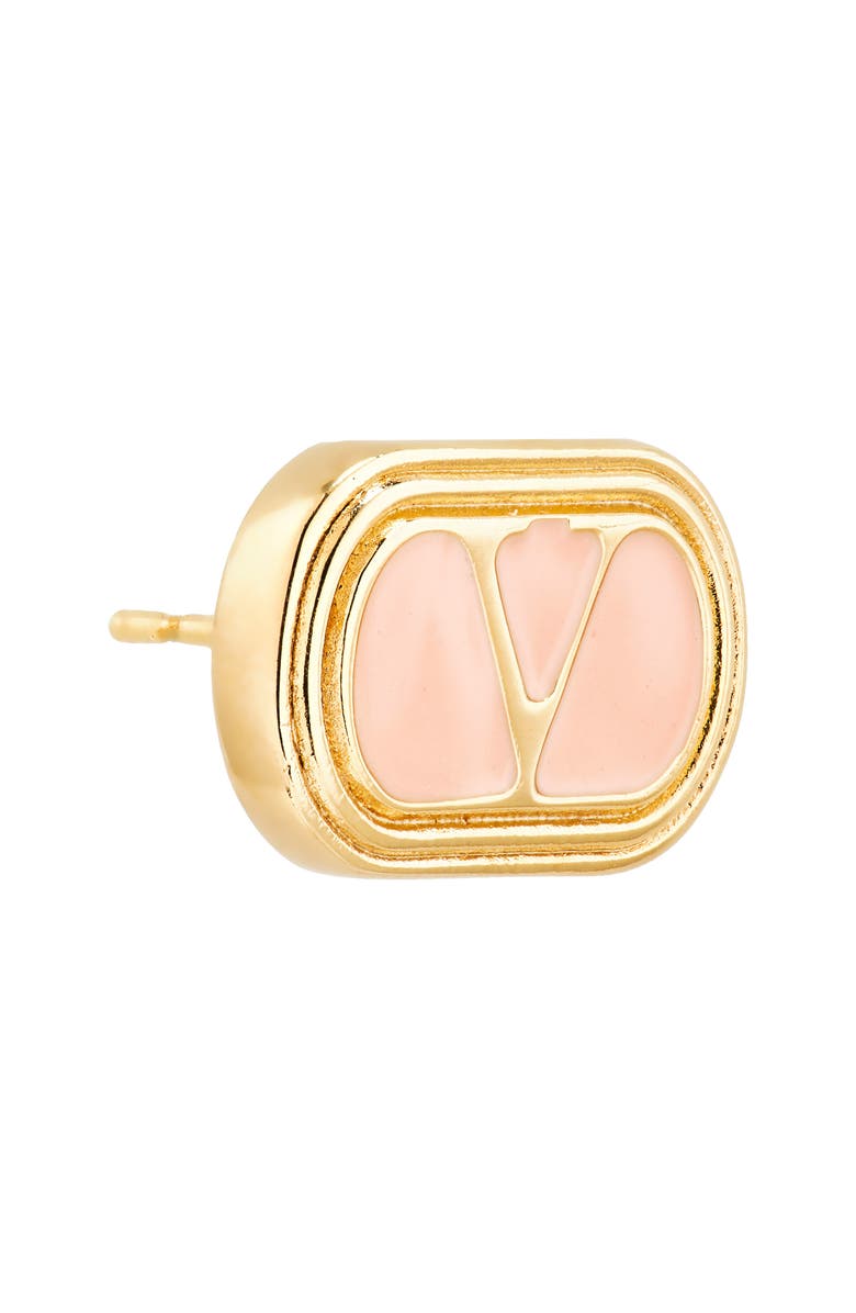 Valentino Garavani VLOGO Ovalette Enamel Stud Earrings, Alternate, color, Oro/ Rosa