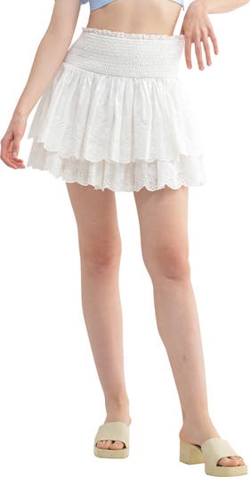 【U LAN】Canchu Eyelet Tiered Miniskirt All in Favor Tiered Cotton Eyelet Miniskirt | Nordstrom