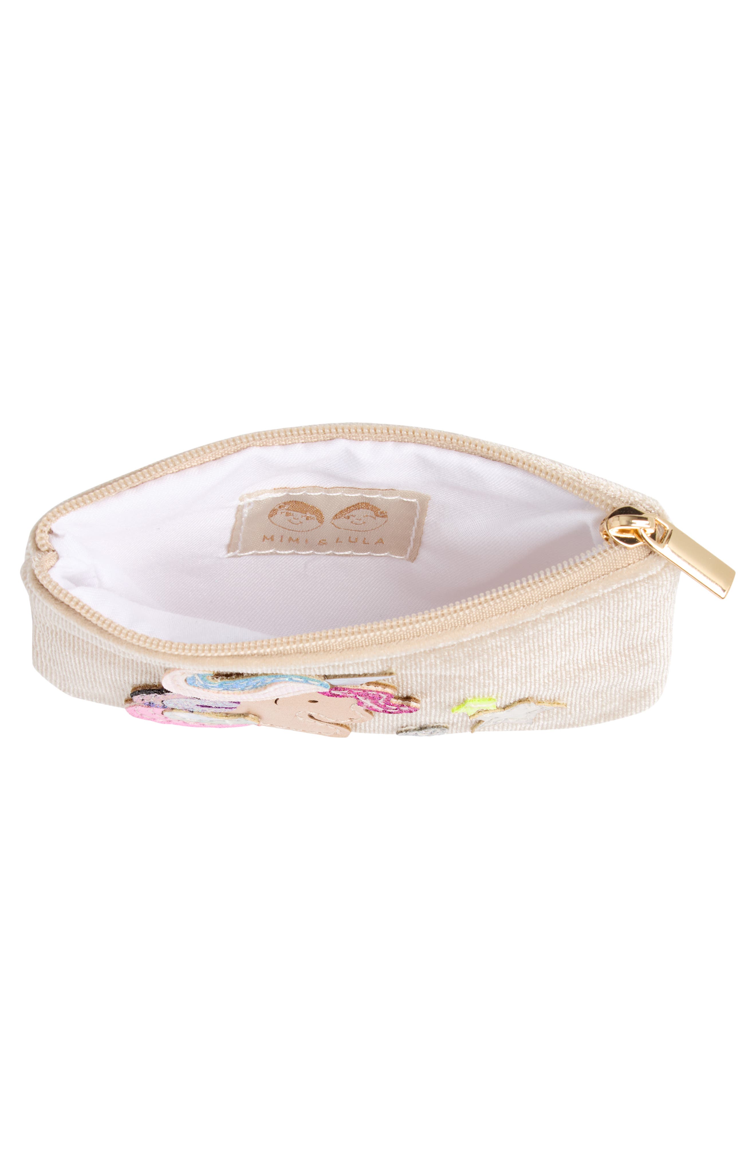Kids' Magic Unicorn Velvet Pouch, Alternate, color, LIGHT BEIGE