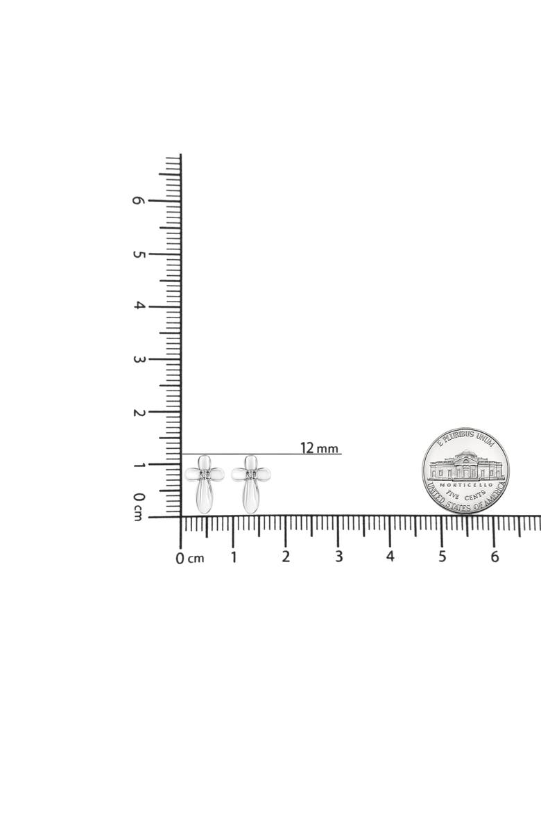 Haus of Brilliance Silver Prong Diamond Accent Floral Cross Stud Earring, Alternate, color, White