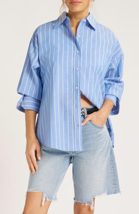 Genevieve Stripe Button-Up Top