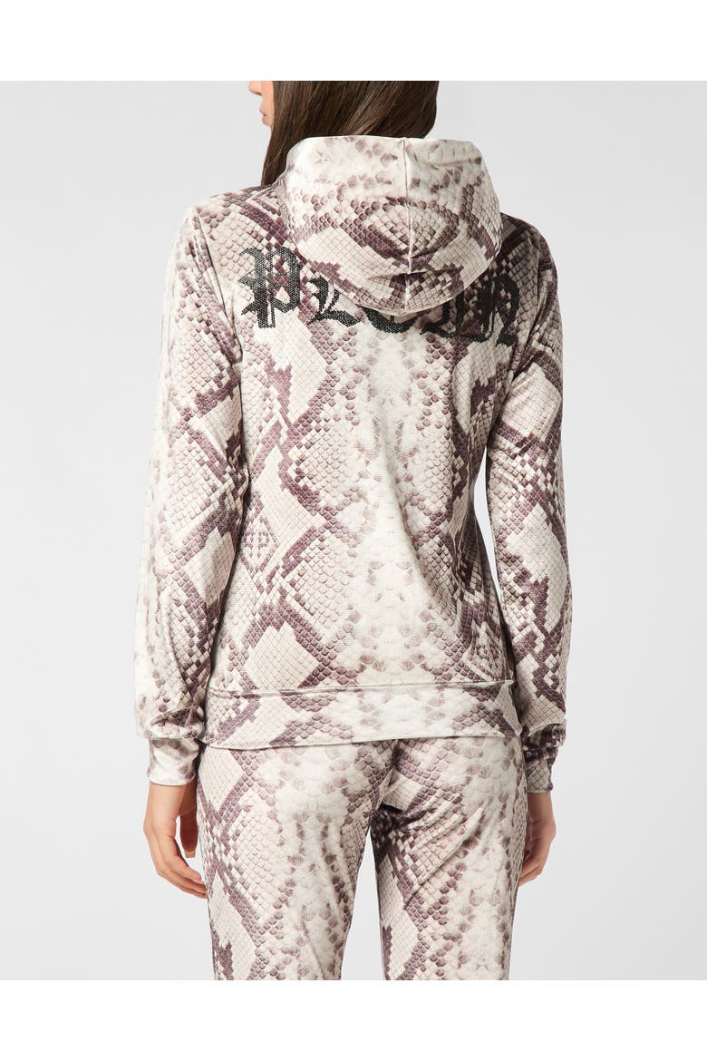Zip Hoodie All-Over Python Women, Alternate, color, beige