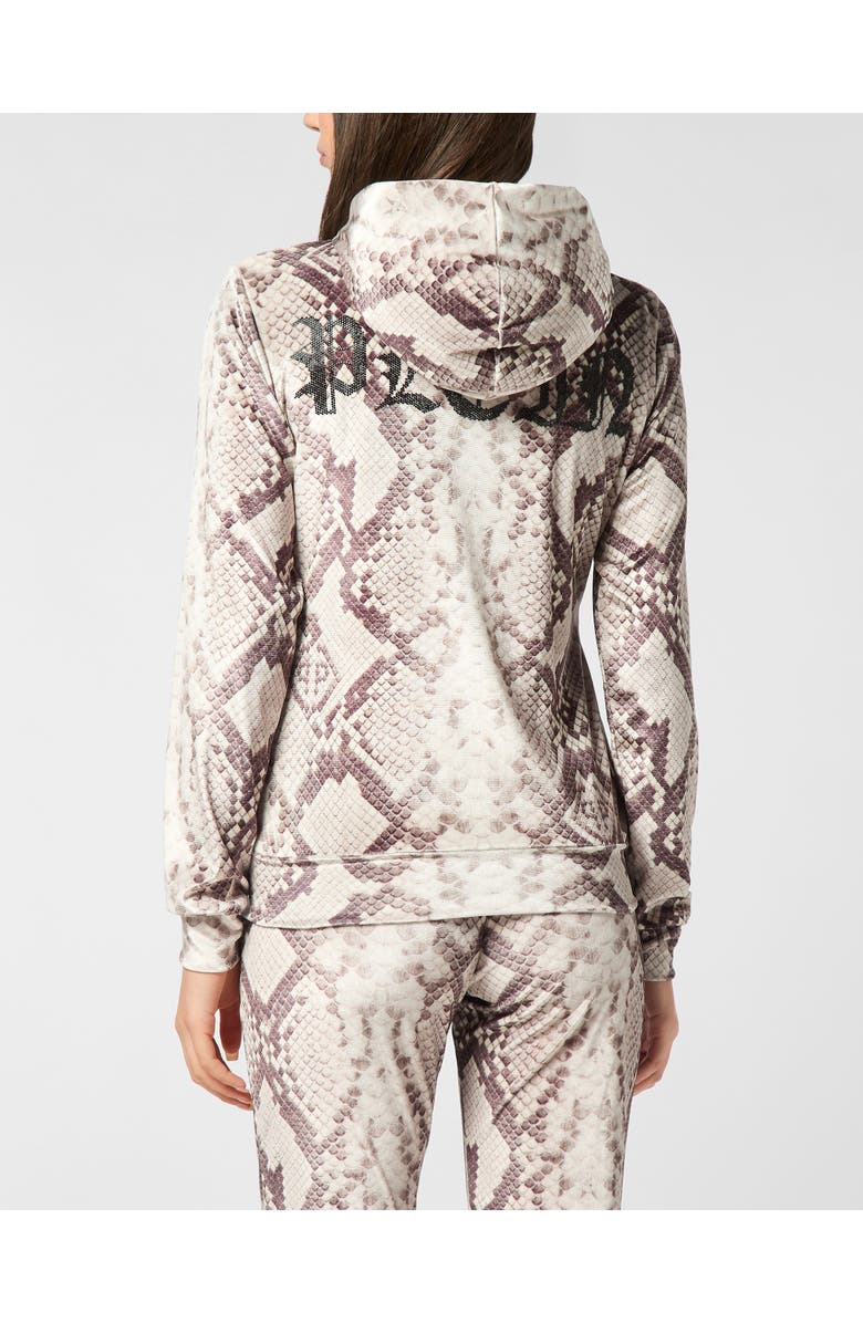 PHILIPP PLEIN Zip Hoodie All-Over Python Women, Alternate, color, Beige