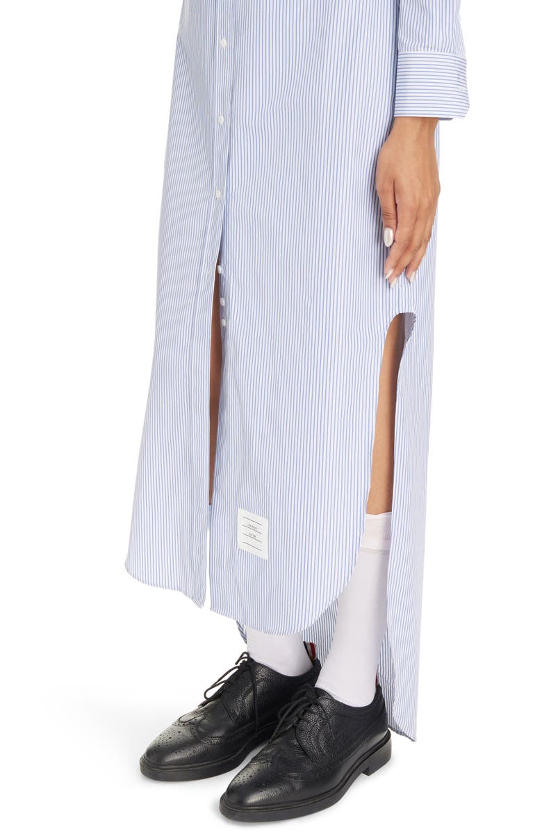Thom Browne Stripe Long Sleeve Cotton Maxi Shirtdress, Alternate, color, 