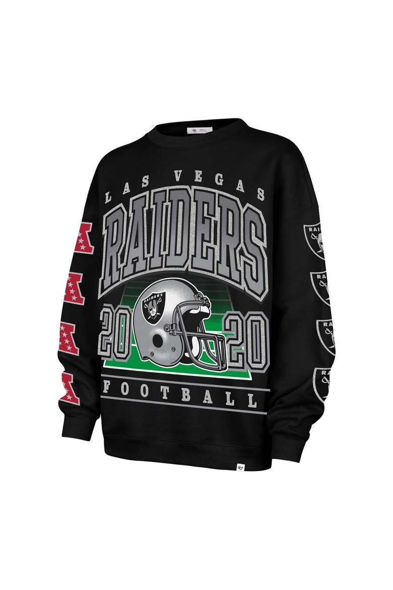 Women's '47  Black Las Vegas Raiders Go Big Oversized Pullover Sweatshirt, Alternate, color, Black