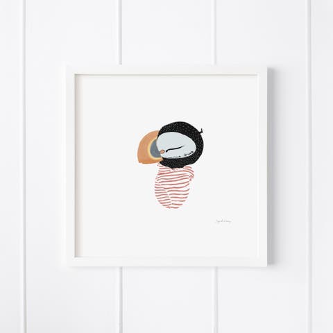 Baby Puffin Framed Museum Quality 12" x 12" Art Print