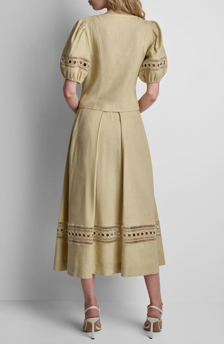 DKNY Loop Lace Puff Sleeve Top, Alternate, color, Mojave Desert