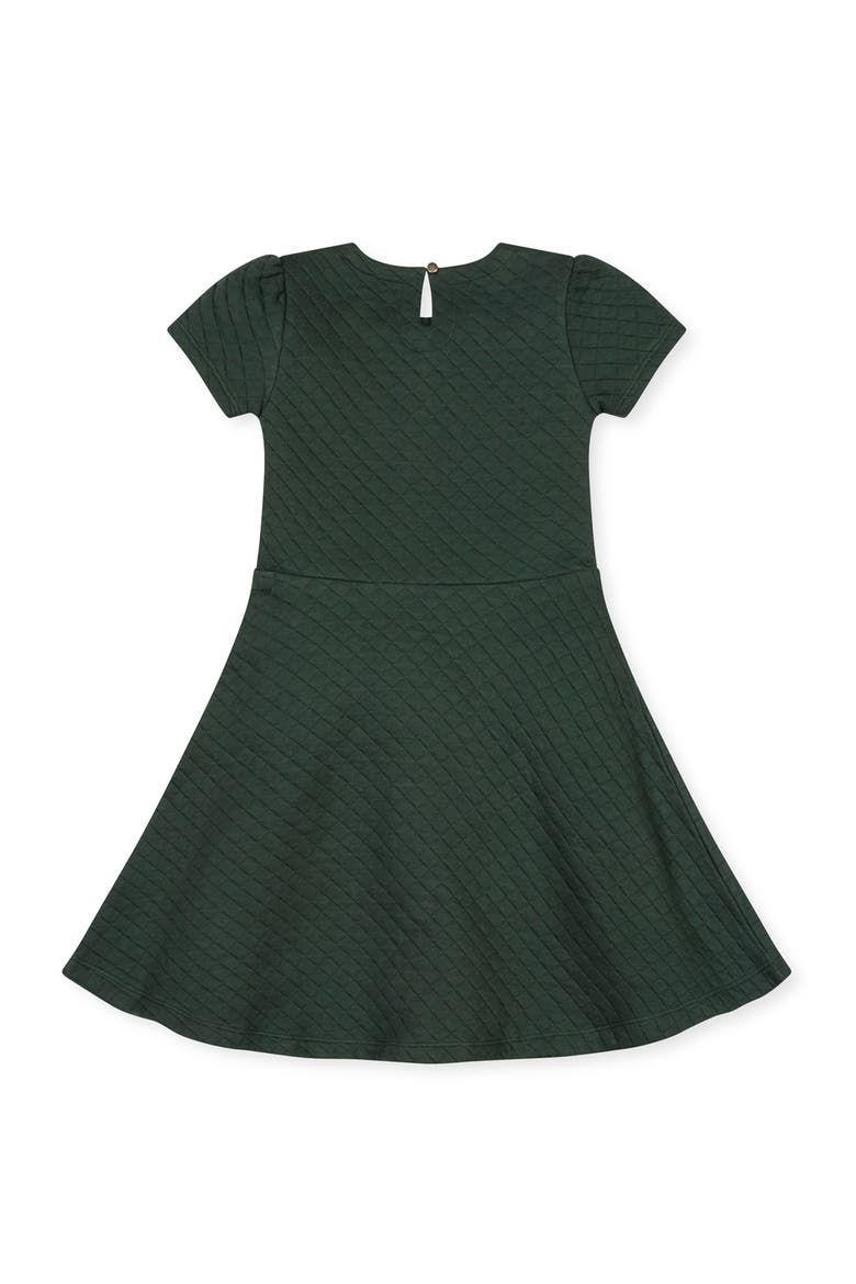 Kids' Quilted Knit Short Sleeve Skater Dress, Alternate, color, Dark Green Heather Quilted