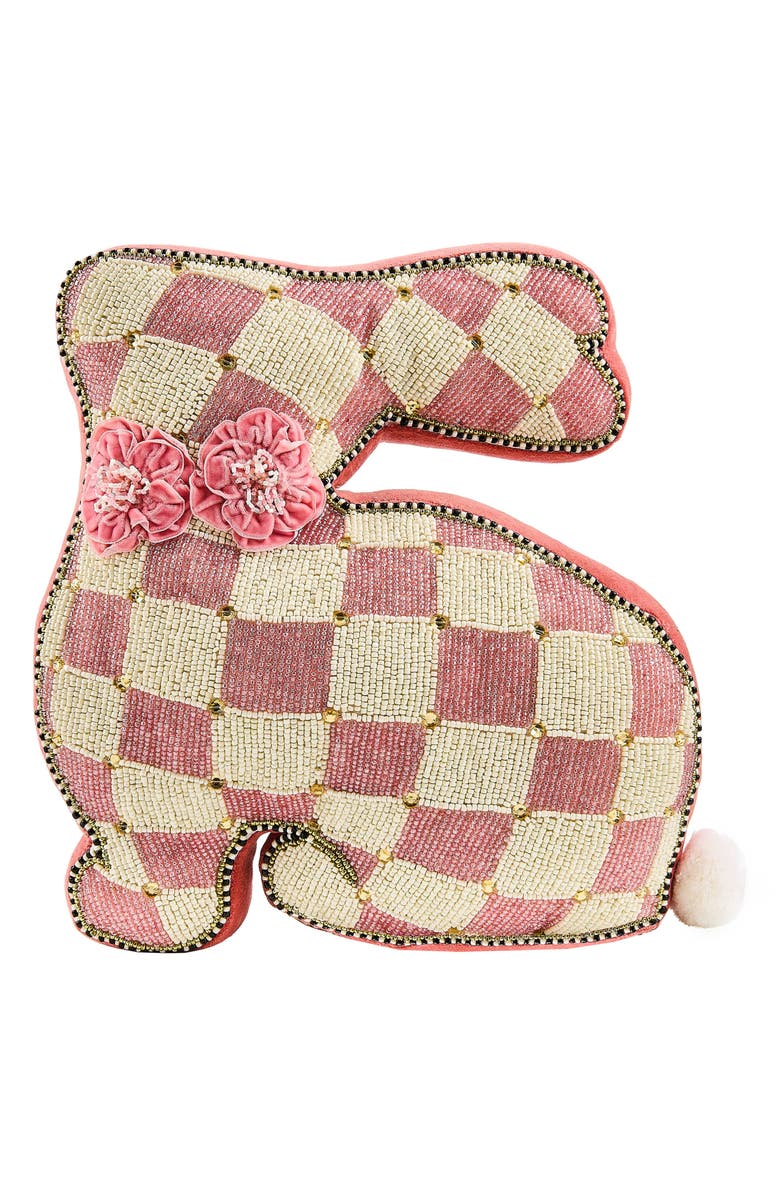 MACKENZIE CHILDS Beaded Bunny Accent Pillow, Main, color, Pink