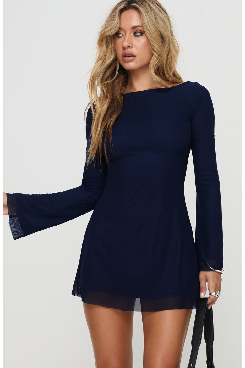 Lukea Long Sleeve Mesh Minidress, Alternate, color, NAVY