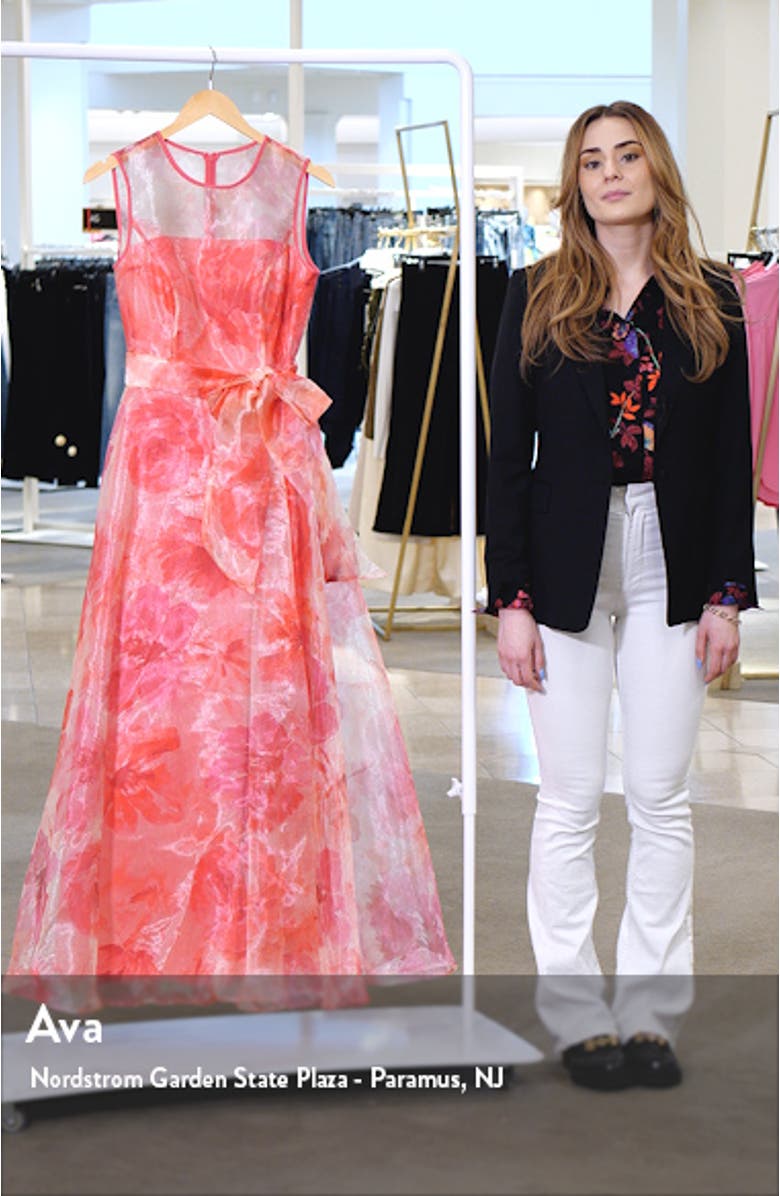 Floral Illusion Neck Organza Ballgown, sales video thumbnail