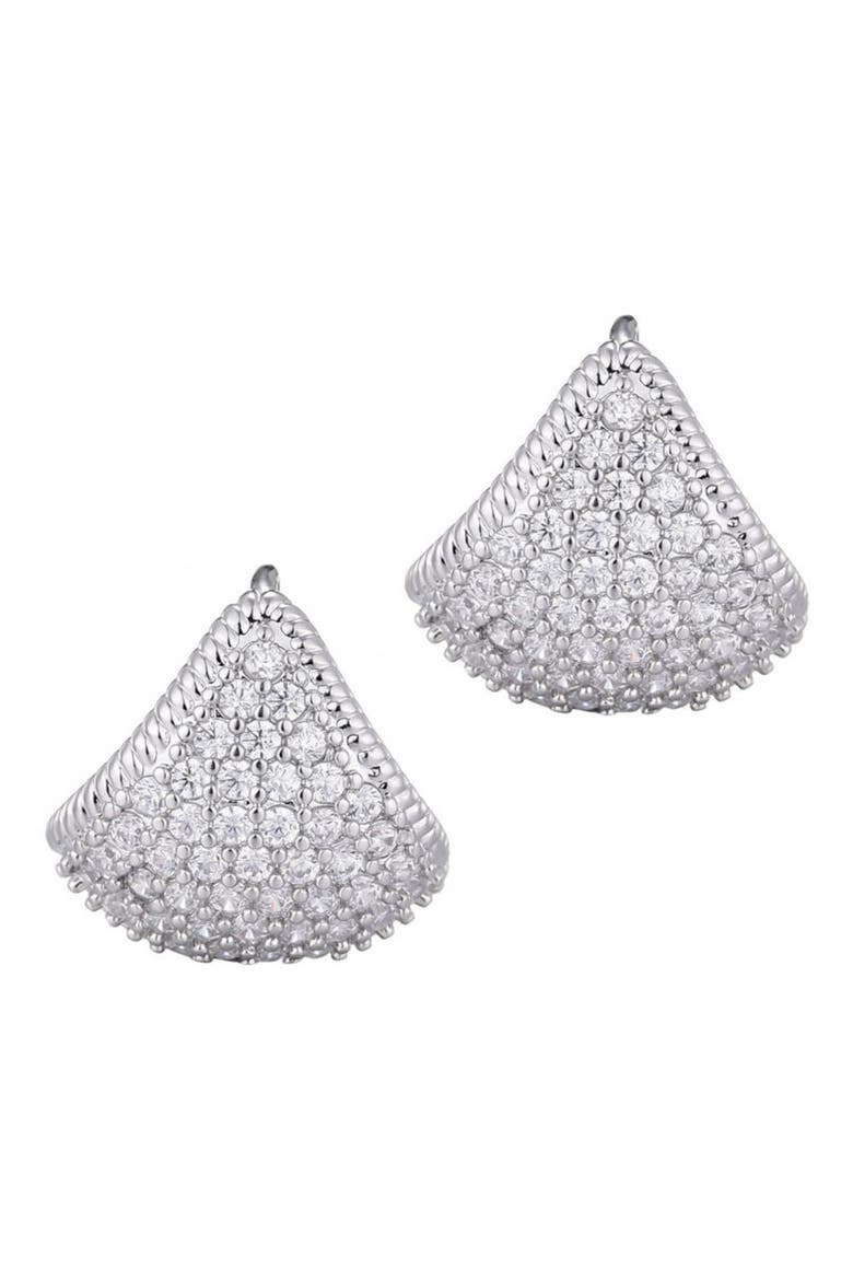 Cubic Zirconia Purse Huggie Hoop Earrings, Alternate, color, SILVER