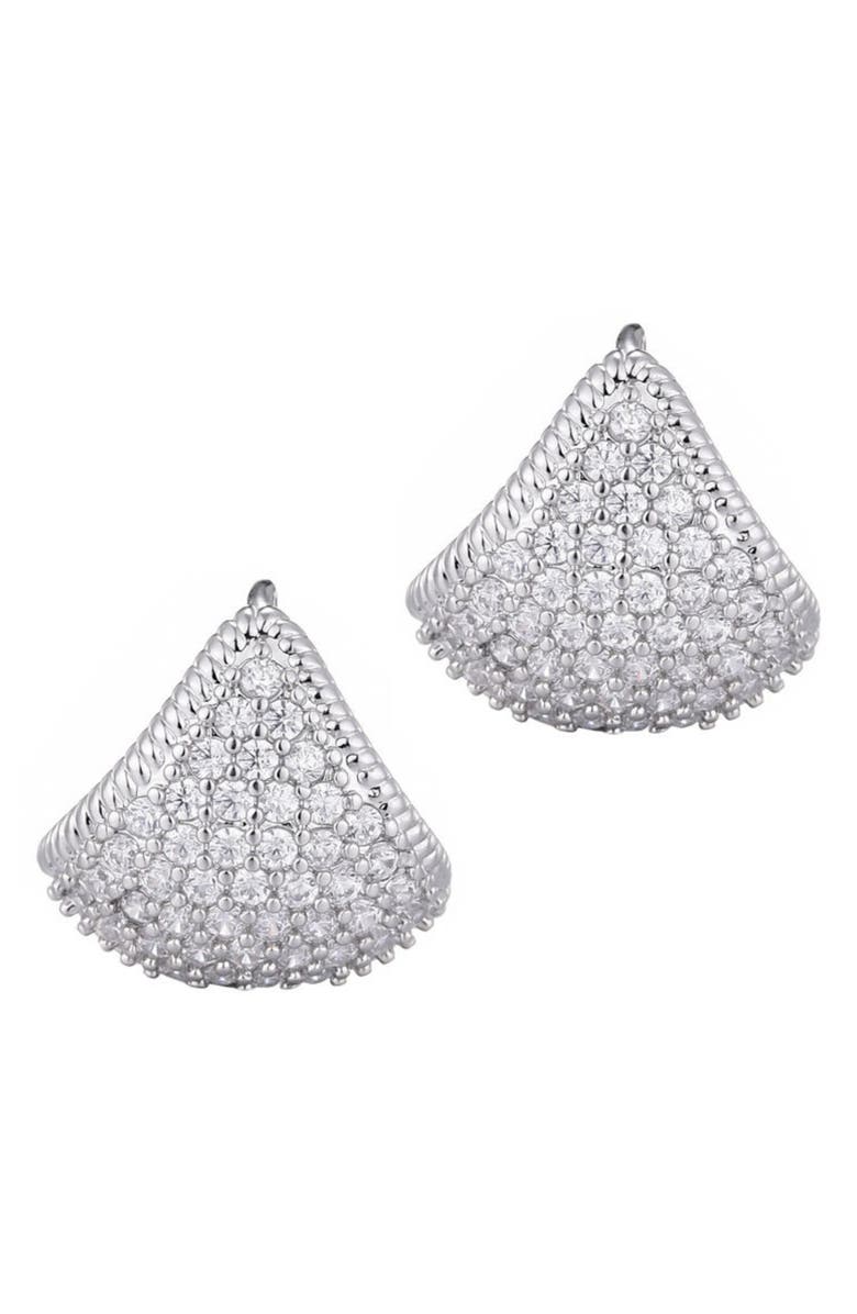 Adornia Cubic Zirconia Purse Huggie Hoop Earrings, Alternate, color, Silver