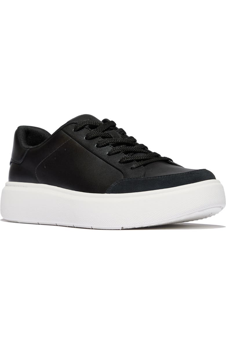 FitFlop RTG leather/suede sneakers, Main, color, Black