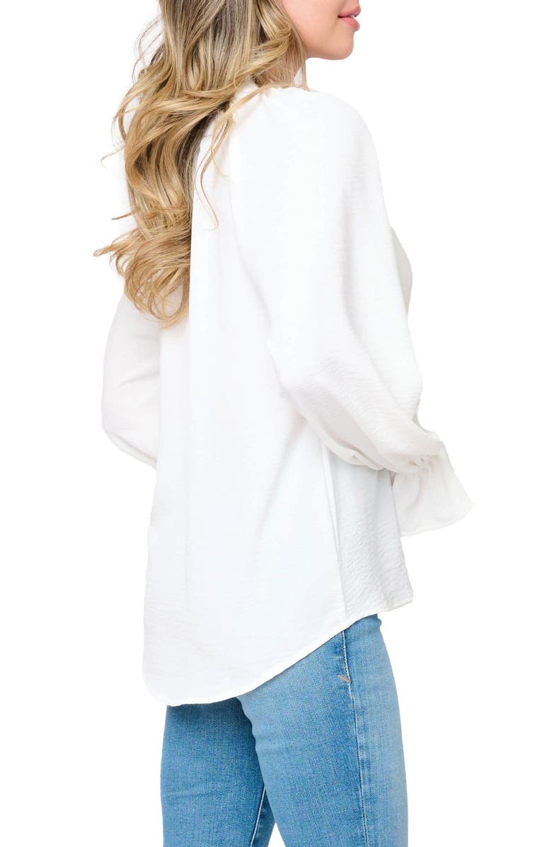 GIBSONLOOK Chloe Boho Ruffle Button-Up Shirt, Alternate, color, White