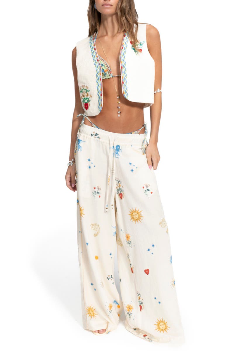 Agua Bendita Mabel Solstice Cover-Up Vest, Main, color, White