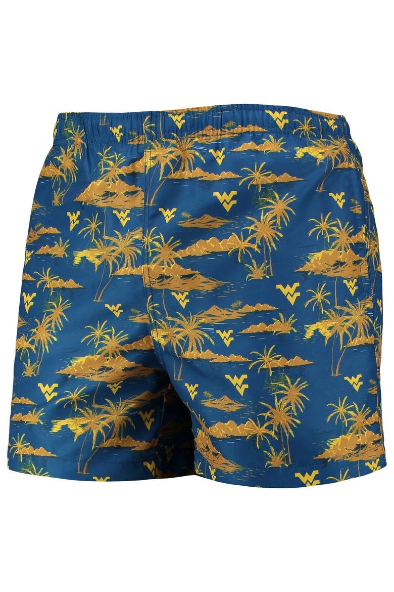 Men's FOCO Navy West Virginia Mountaineers Island Palm Swim Trunks, Alternate, color, Navy