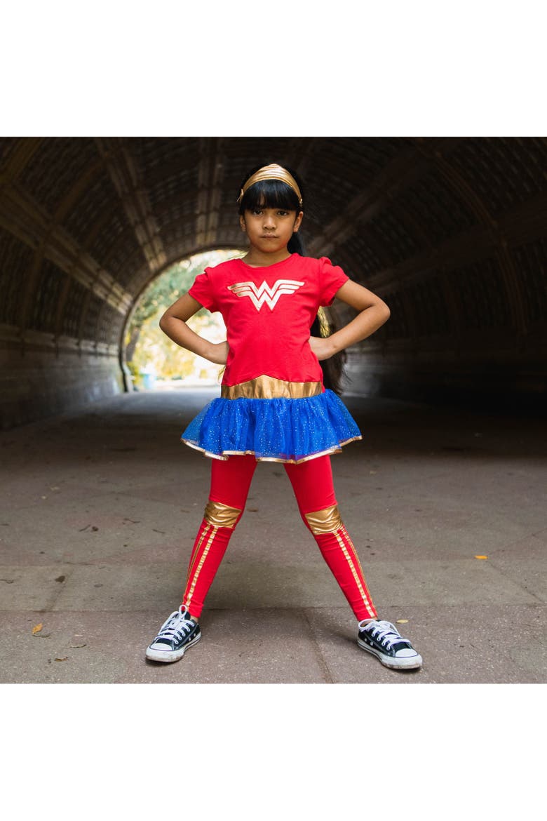 Justice League Wonder Woman Tutu Top and Leggings Set, Alternate, color, Wonder Woman Red