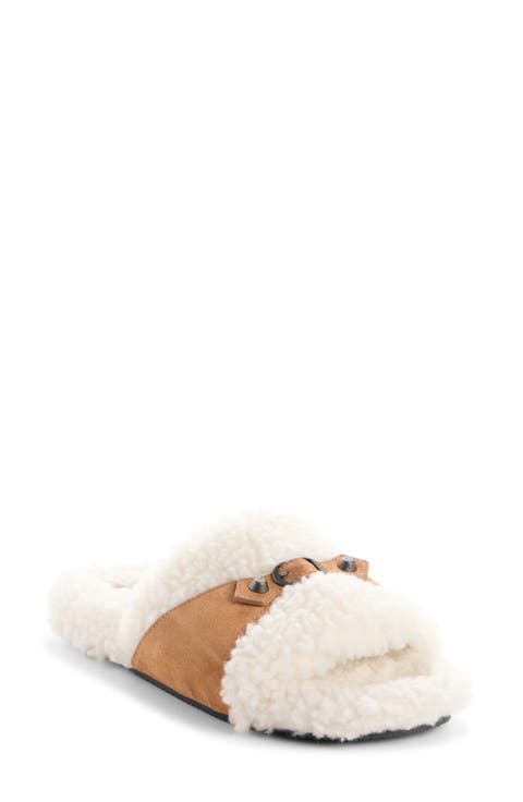 Furry Faux Fur Slide Sandal (Women)