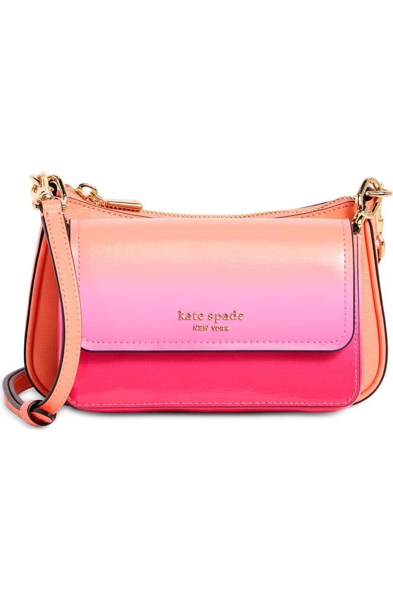 Kate Spade New York double up ombré saffiano leather crossbody bag, Main, color, Melon Ball Multi