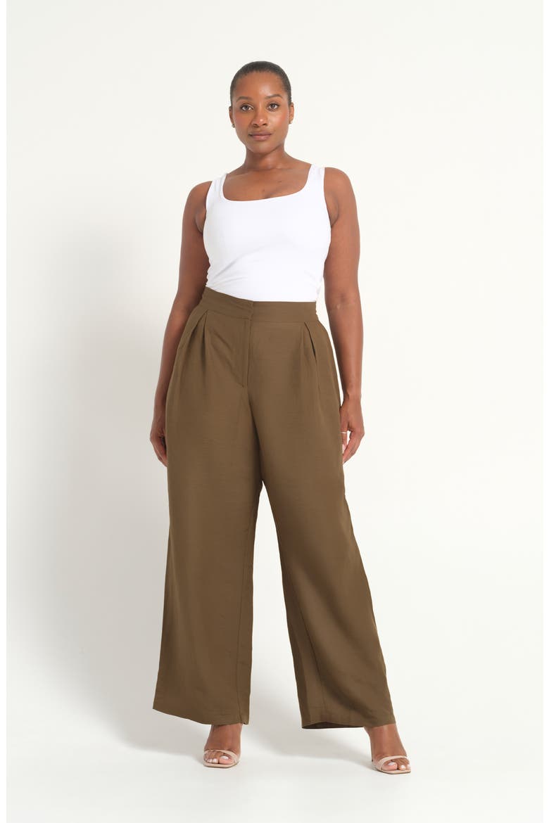 Katrina High Waist Pleated Wide Leg Pants, Alternate, color, FERN