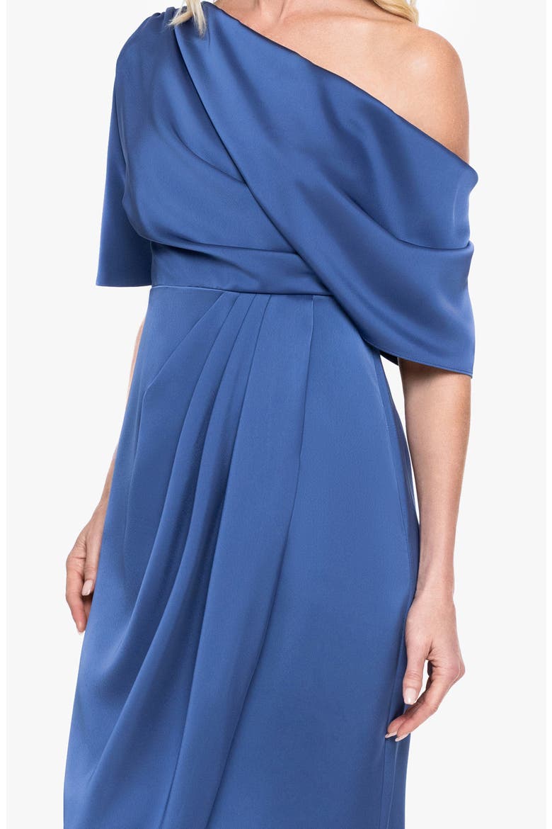 One-Shoulder Satin Cocktail Tulip Dress, Alternate, color, SLATE