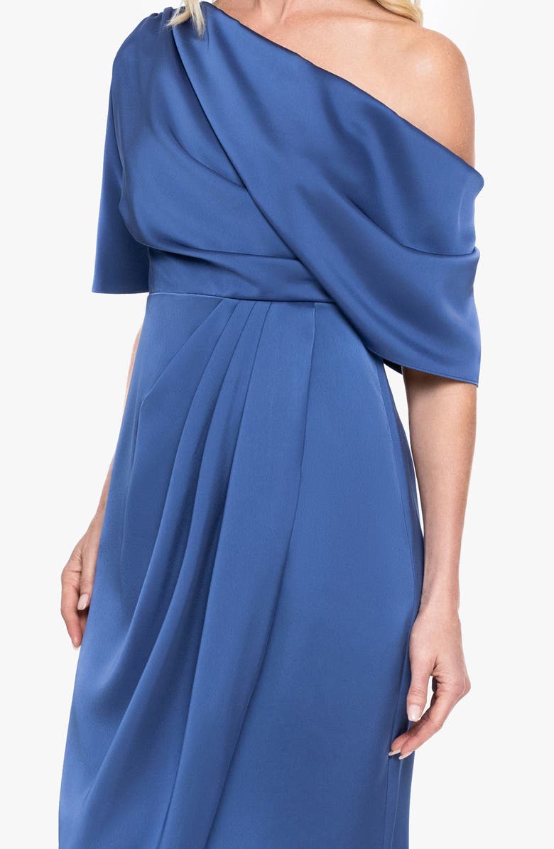 Betsy & Adam One-Shoulder Satin Cocktail Tulip Dress, Alternate, color, Slate