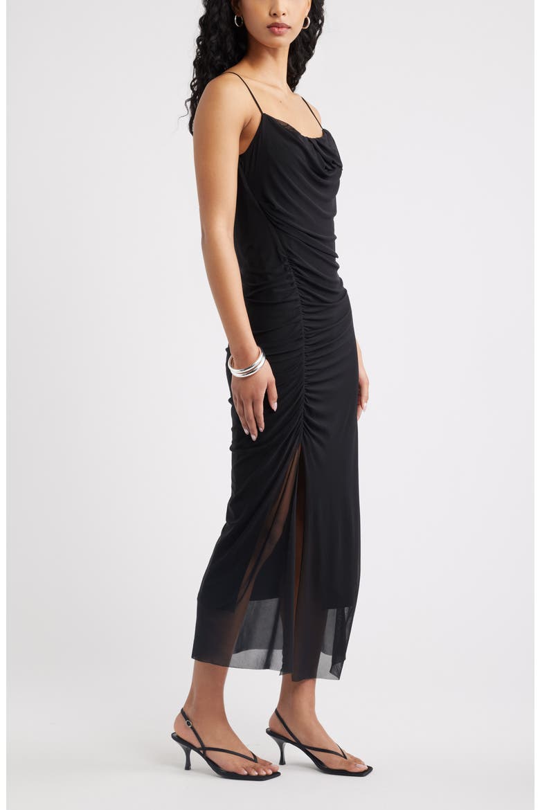 Mesh Maxi Dress, Alternate, color, BLACK
