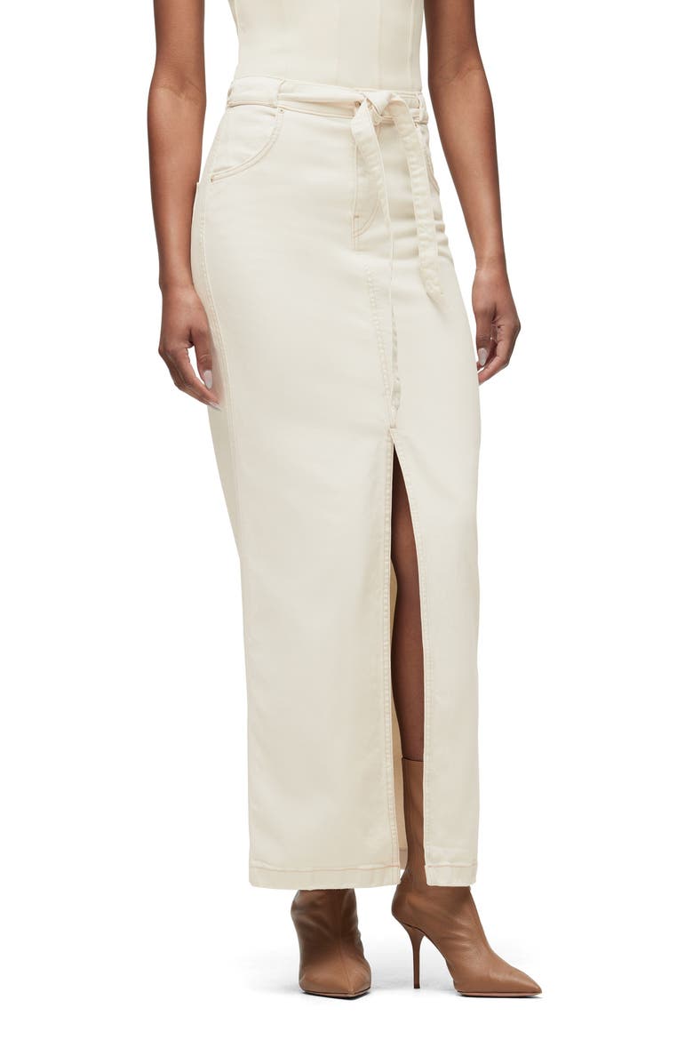 Tie Waist Denim Maxi Skirt, Main, color, ECRU