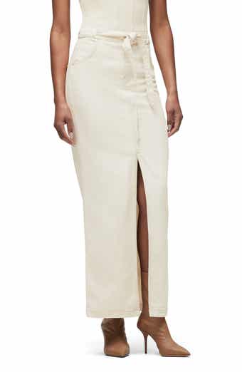 Tie Waist Denim Maxi Skirt