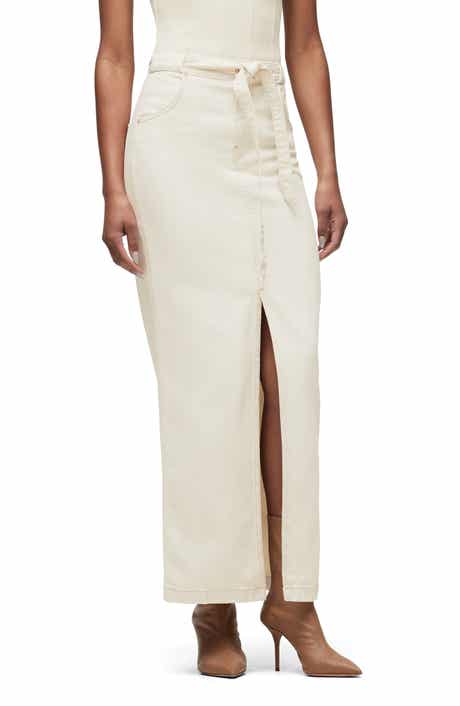 Tie Waist Denim Maxi Skirt