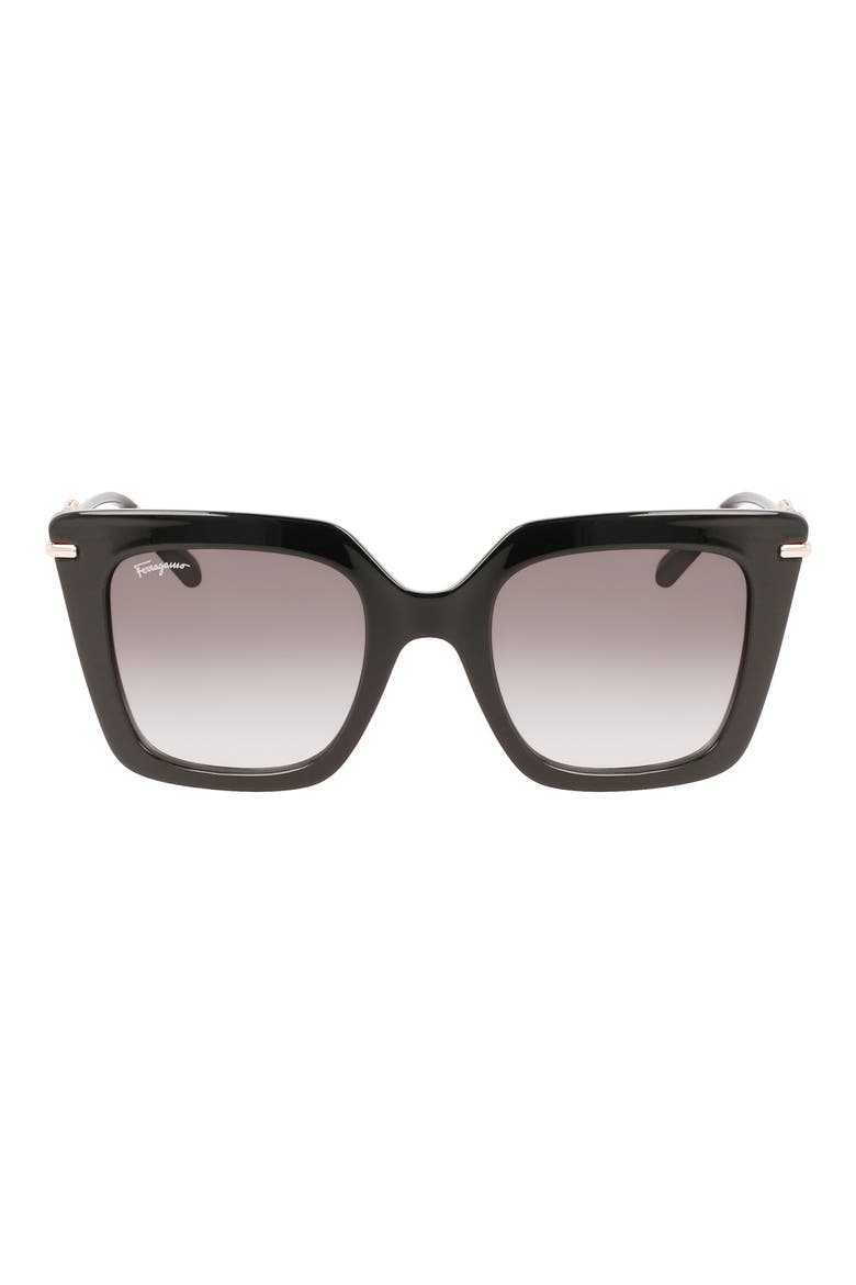 Gancini 51mm Rectangular Sunglasses, Main, color, BLACK