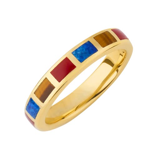 Jan Leslie Dash Ring Set In Sterling With 18kt Gold Overlay In Multi