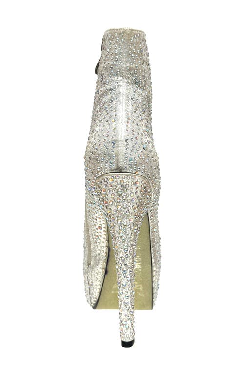 Lady Couture Desire Rhinestone Platform Bootie In Silver