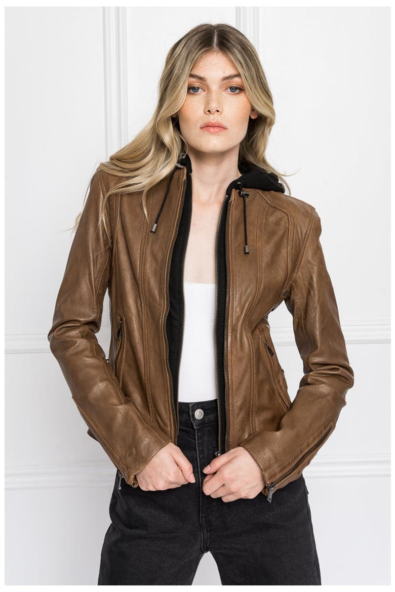ARLETTE | Leather Biker Jacket, Main, color, rawhide