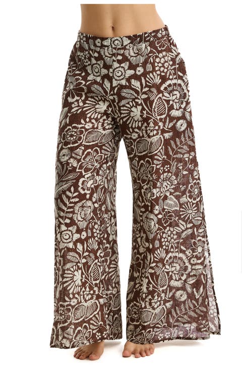 Garden Mist Linen Beach Pant Cover-Up