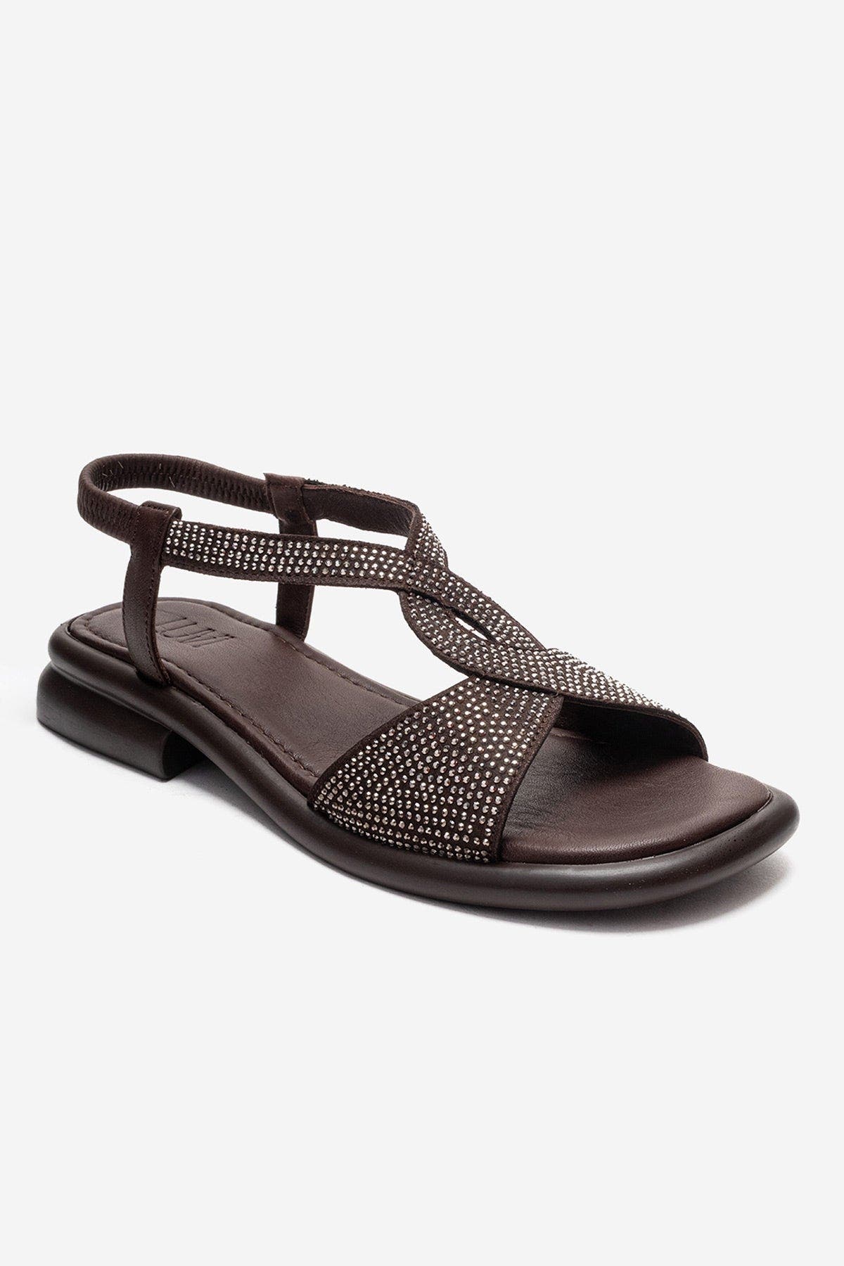 Sieglinde Embellished Leather Sandal, Alternate, color, Brown