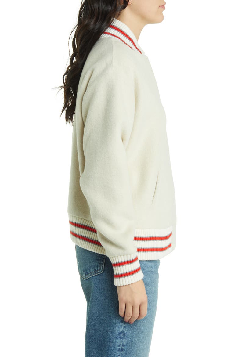 The Track Bomber Jacket, Alternate, color, CREAM