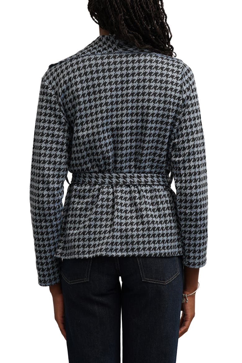 Houndstooth A-Line Knit Shirtjacket, Alternate, color, BLUE