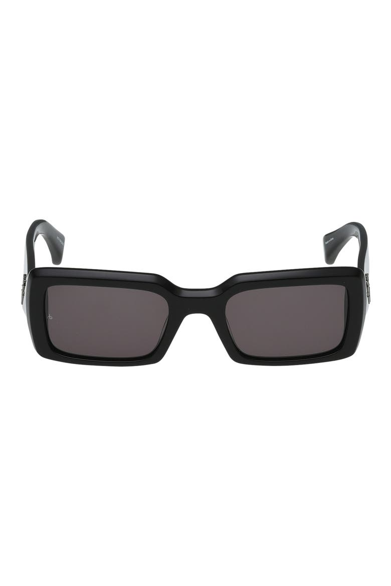 54mm Rectangular Sunglasses, Main, color, SHINY BLACK SMOKE LENSES