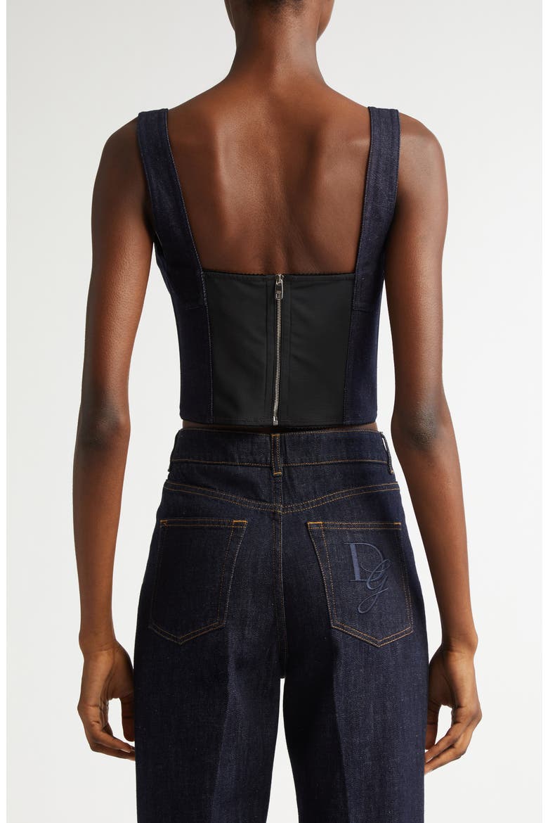 Logo Plaque Denim Corset Top, Alternate, color, S9001 VARIANTE ABBINATA