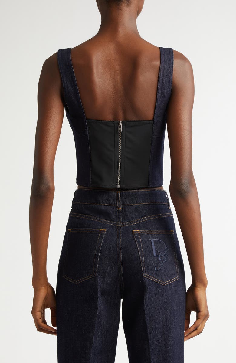 Dolce&Gabbana Logo Plaque Denim Corset Top, Alternate, color, S9001 Variante Abbinata