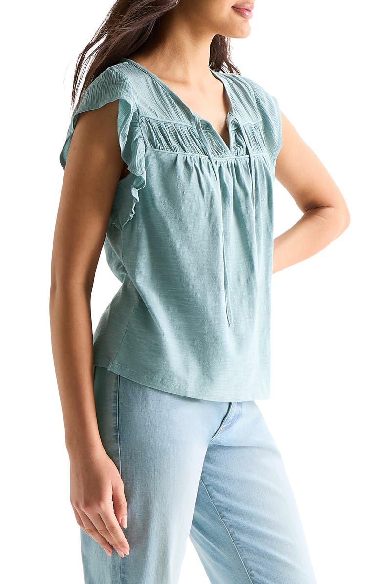 Lucky Brand Split Neck Cotton Top, Alternate, color, Arona