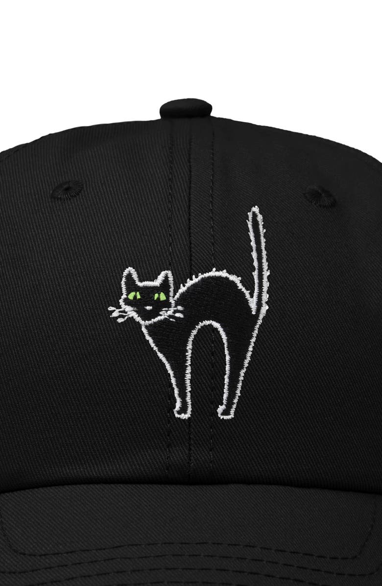 Dalix Black Cat Embroidered Casual Hat, Alternate, color, Black