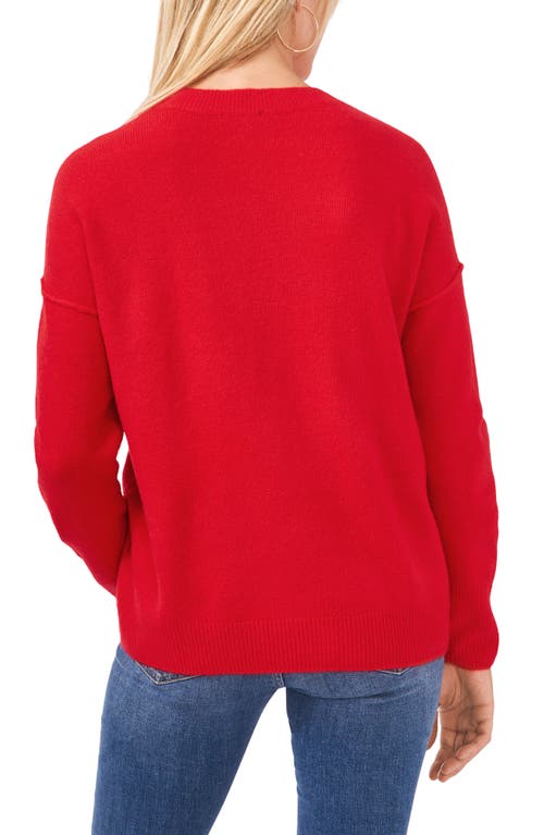 Vince Camuto Exposed Seam Crewneck Sweater In Red