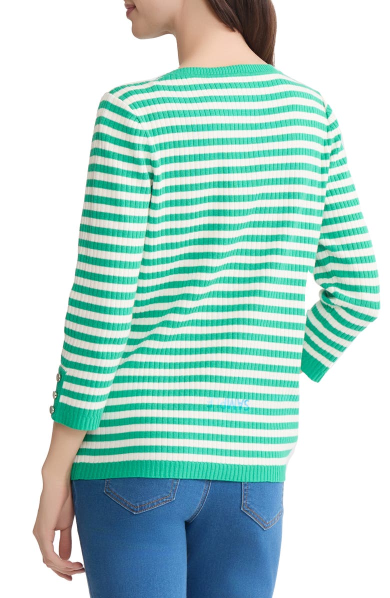 Jones New York Stripe Boat Neck Sweater, Alternate, color, Kelly / White Sand